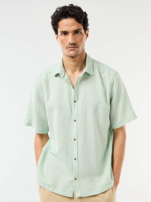 Short-Sleeved Linen-Blend Shirt - Kiabi