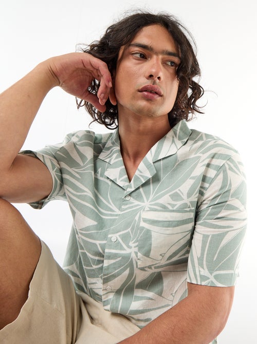 Short-Sleeved Linen Blend Shirt - Kiabi
