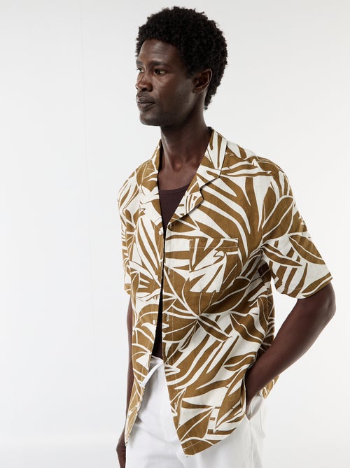 Short-Sleeved Linen Blend Shirt - Kiabi