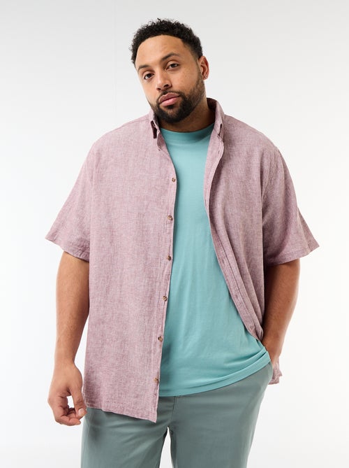 Short-Sleeved Linen-Blend Shirt - Kiabi