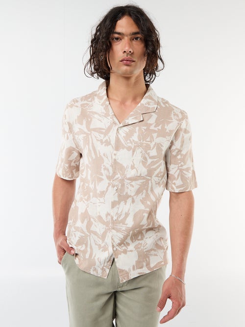 Short-Sleeved Linen Blend Shirt - Kiabi