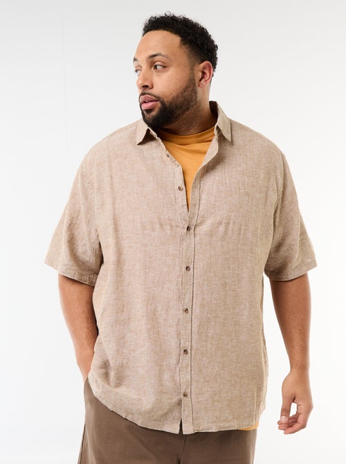 Short-Sleeved Linen-Blend Shirt - Kiabi