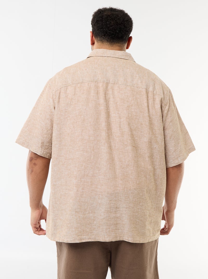 Short-Sleeved Linen-Blend Shirt Yellow - Kiabi