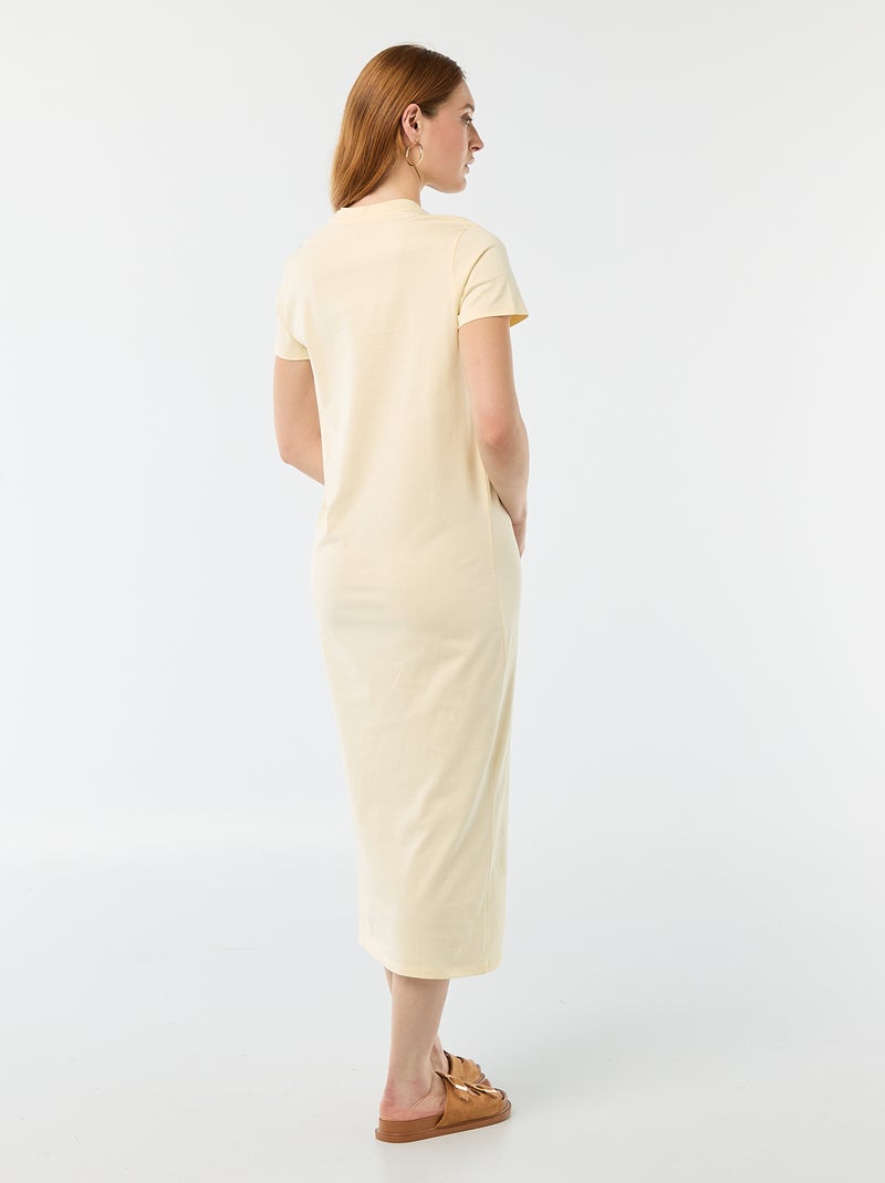 Short-sleeved long jersey dress Yellow - Kiabi