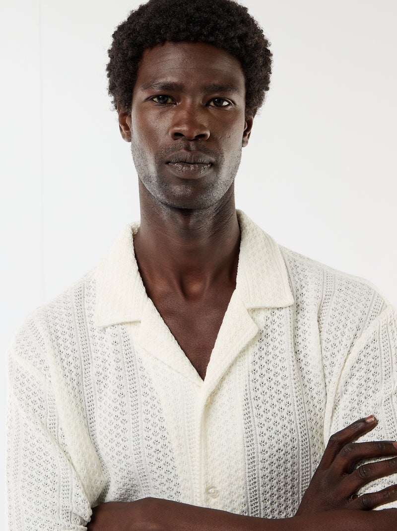 Short-sleeved open-knit shirt White - Kiabi