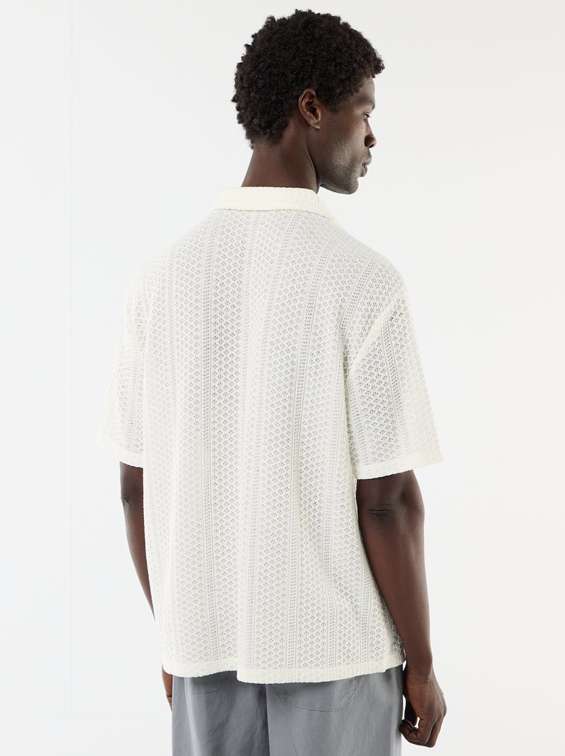 Short-sleeved open-knit shirt White - Kiabi