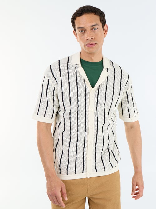 Short-sleeved openwork knit shirt - Kiabi