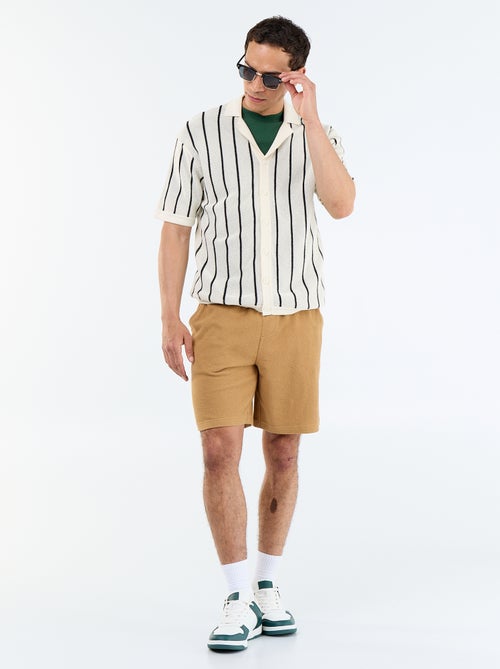 Short-sleeved openwork knit shirt - Kiabi