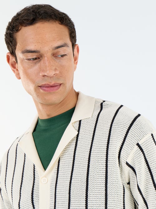 Short-sleeved openwork knit shirt - Kiabi