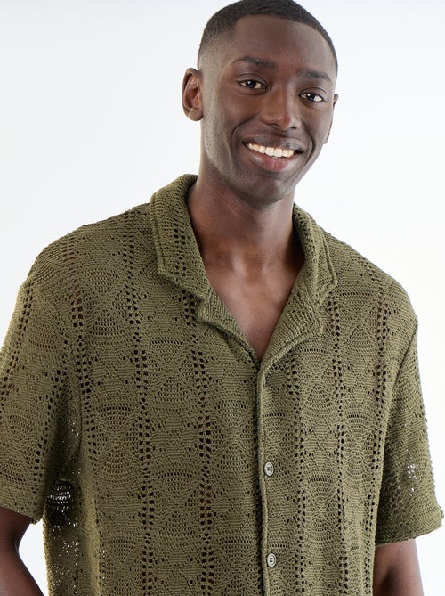 Short-sleeved openwork knit shirt - Kiabi Short-sleeved openwork knit shirt - Kiabi