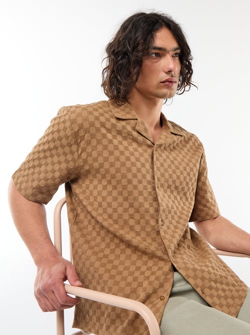 Short-Sleeved Patterned Knit Shirt - Kiabi