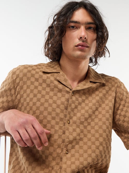 Short-Sleeved Patterned Knit Shirt - Kiabi