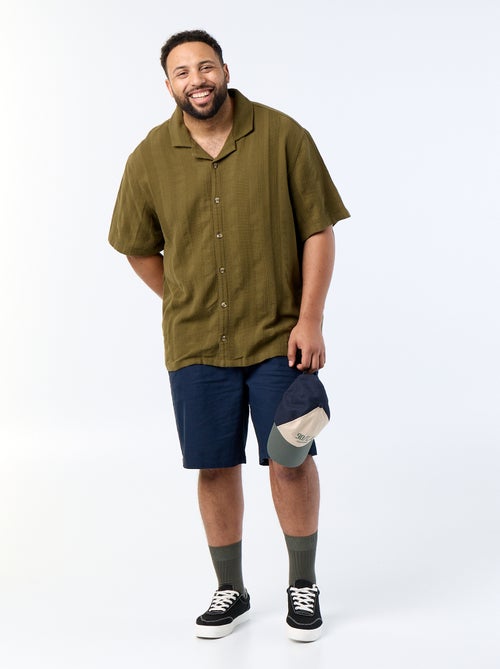 Short-Sleeved Patterned Knit Shirt - Kiabi Short-Sleeved Patterned Knit Shirt - Kiabi