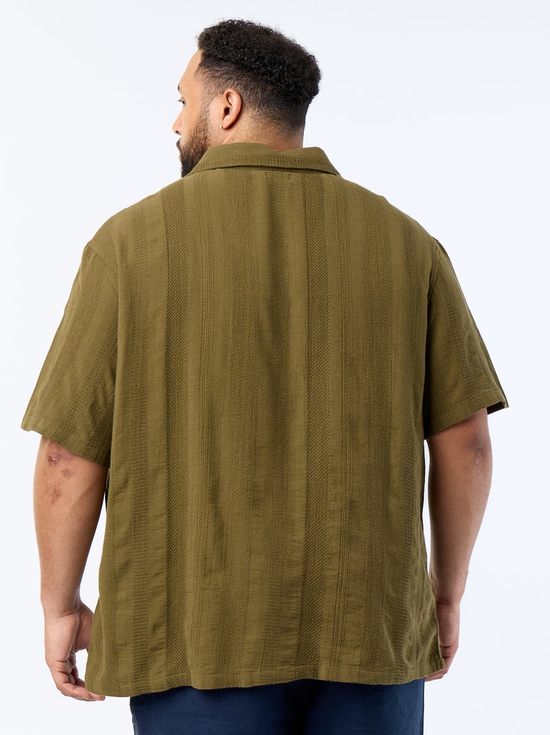 Short-Sleeved Patterned Knit Shirt Green - Kiabi