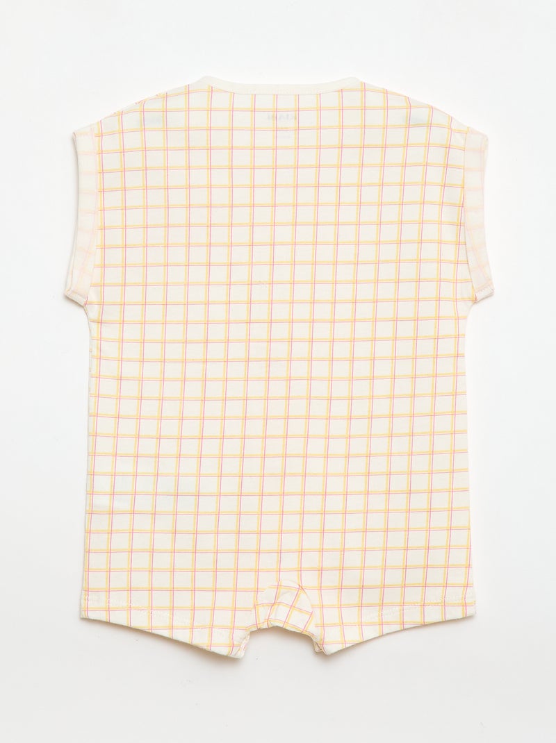 Short-sleeved patterned romper Beige - Kiabi