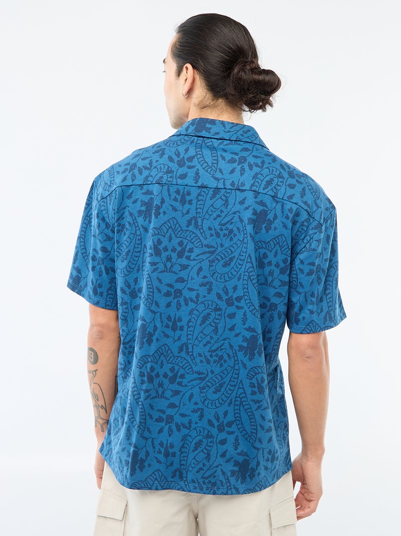 Short-Sleeved Patterned Shirt Blue - Kiabi