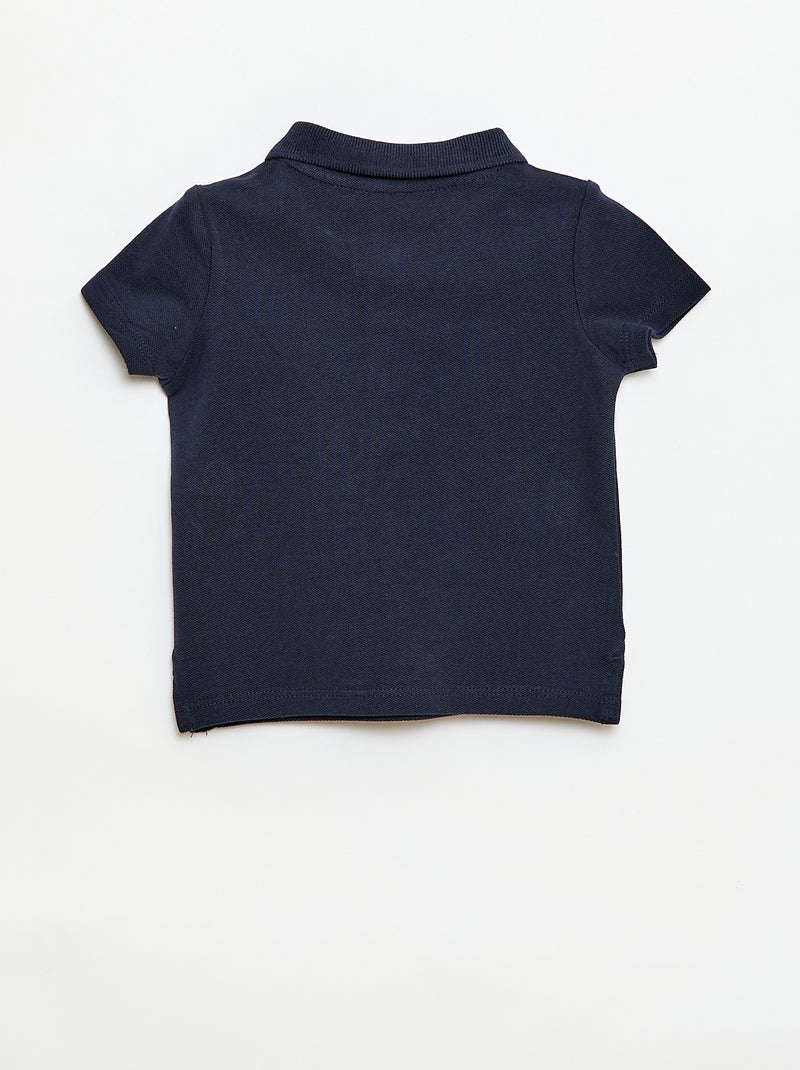 Short-Sleeved Piqué Cotton Polo Shirt Blue - Kiabi
