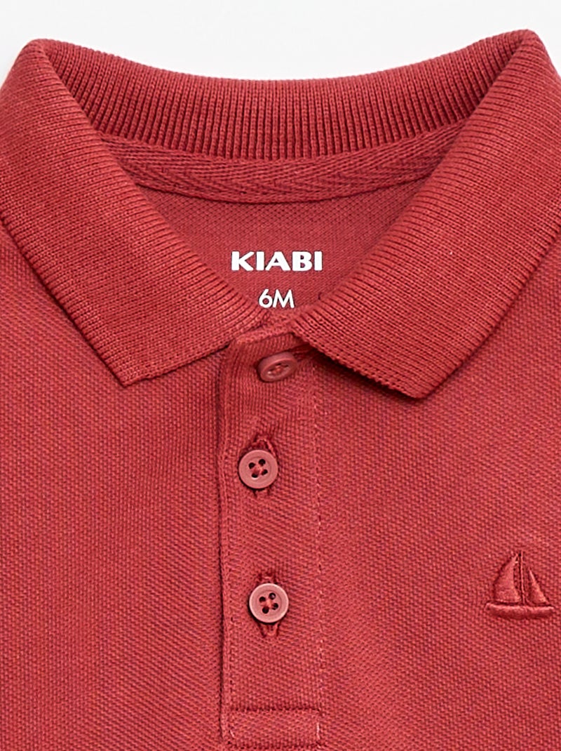 Short-Sleeved Piqué Cotton Polo Shirt Brown - Kiabi