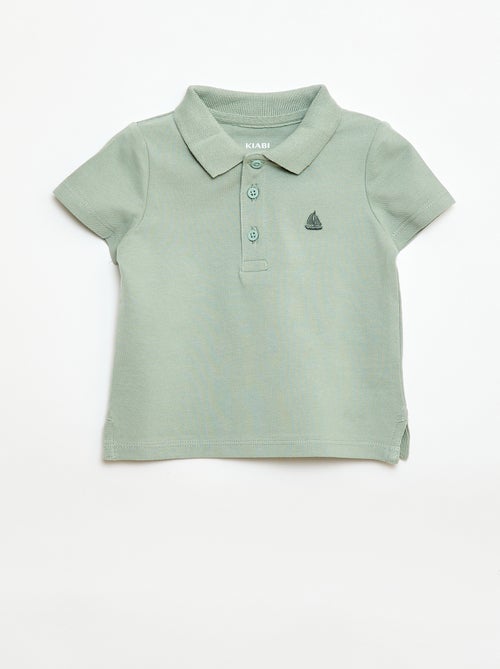 Short-Sleeved Piqué Cotton Polo Shirt - Kiabi