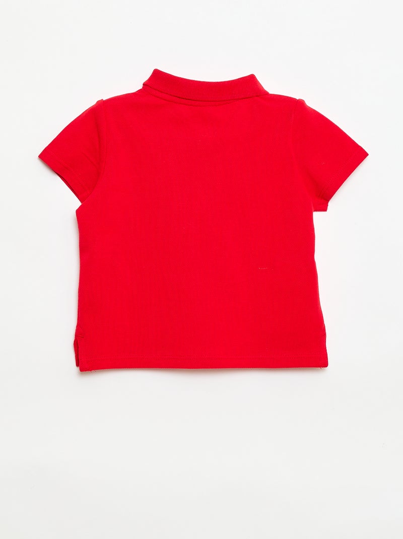 Short-Sleeved Piqué Cotton Polo Shirt Red - Kiabi