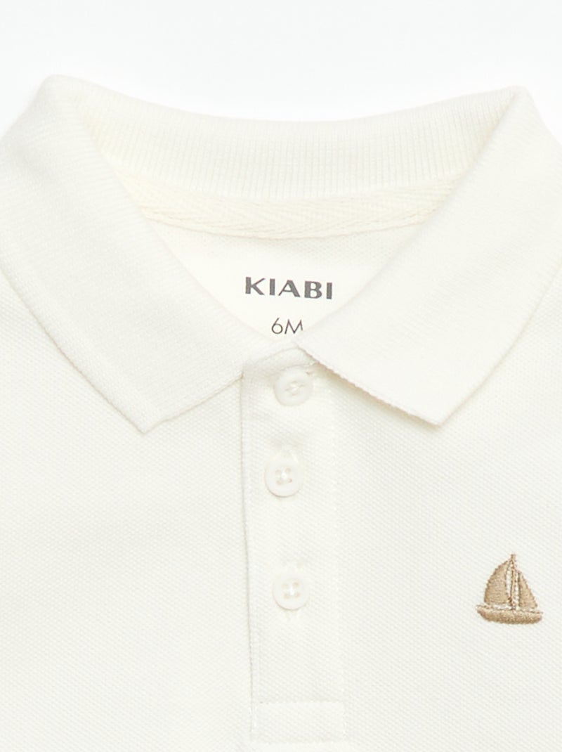 Short-Sleeved Piqué Cotton Polo Shirt White - Kiabi