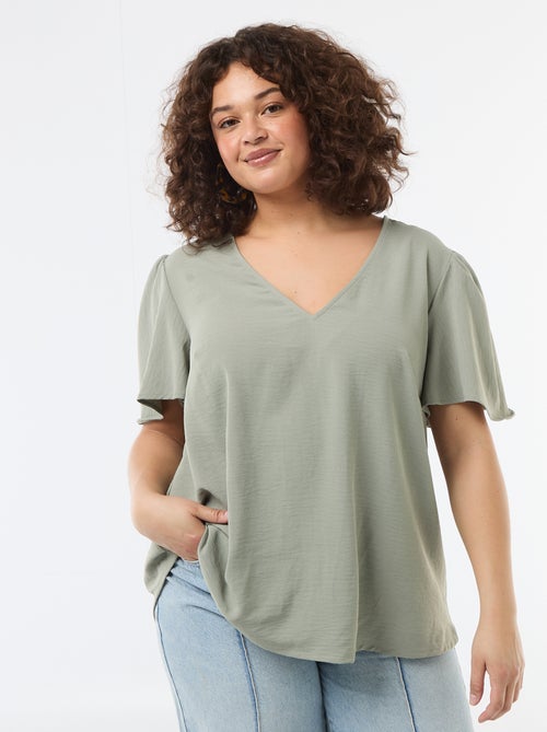 Short-Sleeved Plain Flowy Blouse - Kiabi