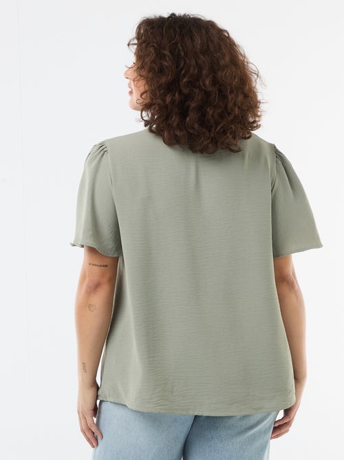 Short-Sleeved Plain Flowy Blouse - Kiabi