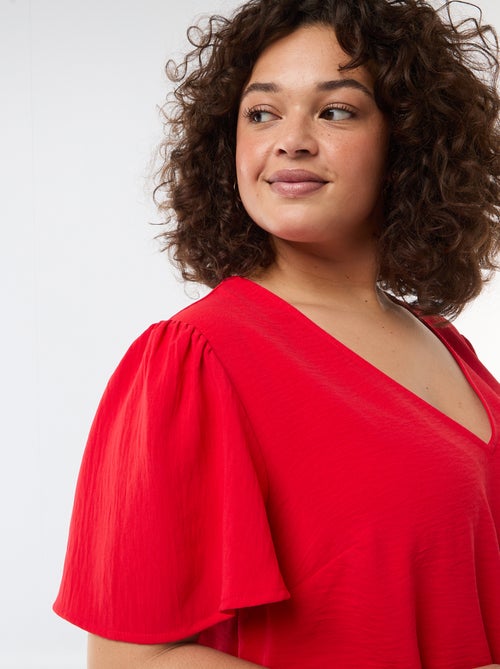 Short-Sleeved Plain Flowy Blouse - Kiabi