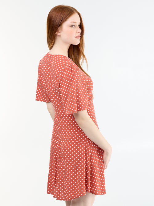 Short-sleeved polka dot dress - Kiabi