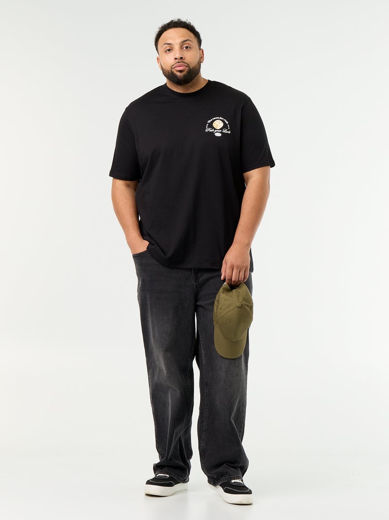 Short-sleeved printed jersey T-shirt Black - Kiabi