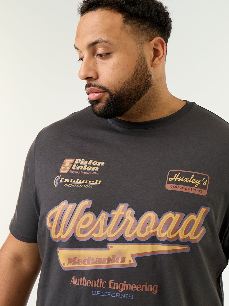 Short-sleeved printed jersey T-shirt Grey - Kiabi