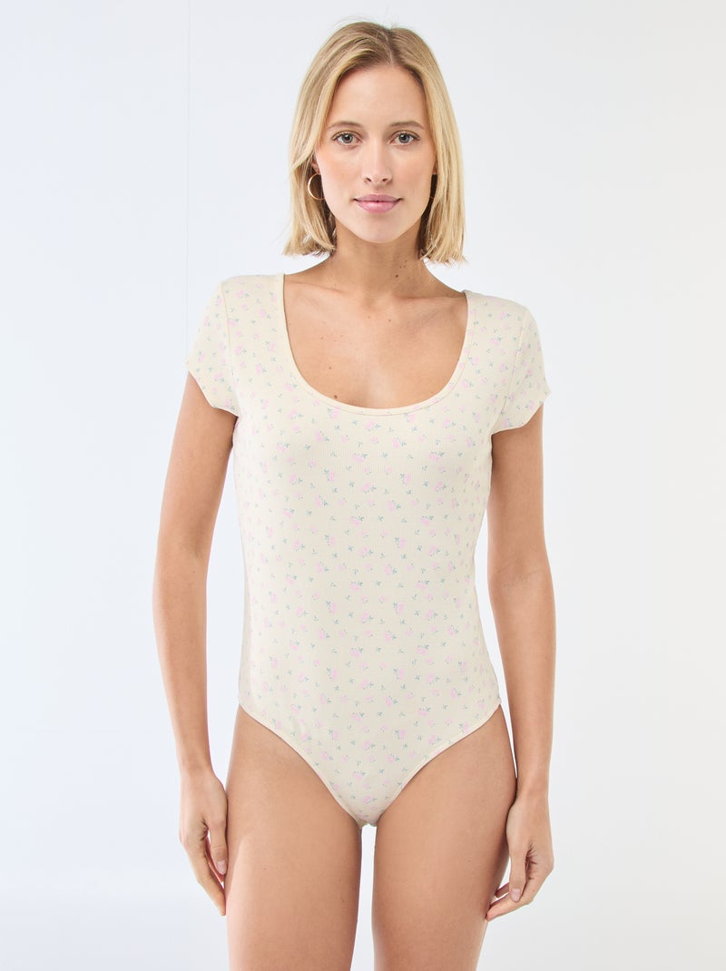Short-sleeved ribbed bodysuit Yellow - Kiabi