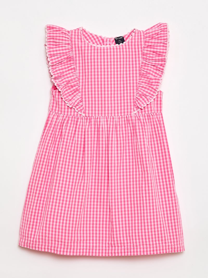 Short-Sleeved Ruffle Dress Pink - Kiabi