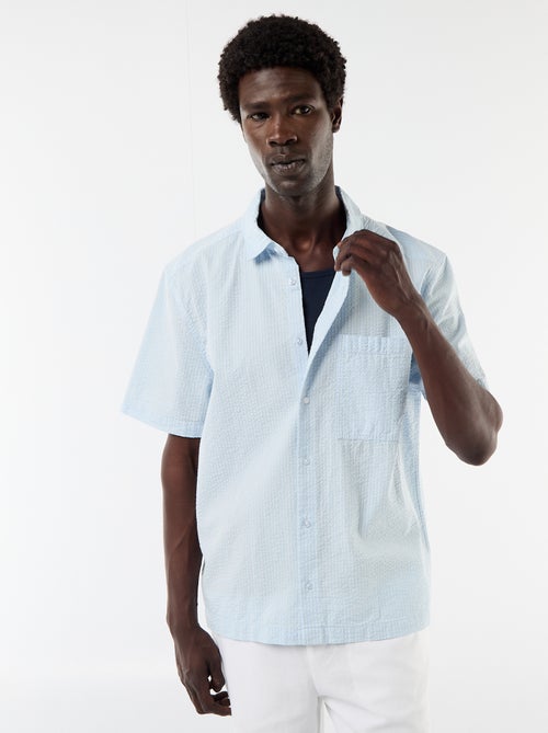 Short-sleeved seersucker shirt - Kiabi