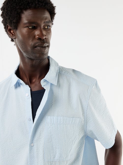 Short-sleeved seersucker shirt - Kiabi