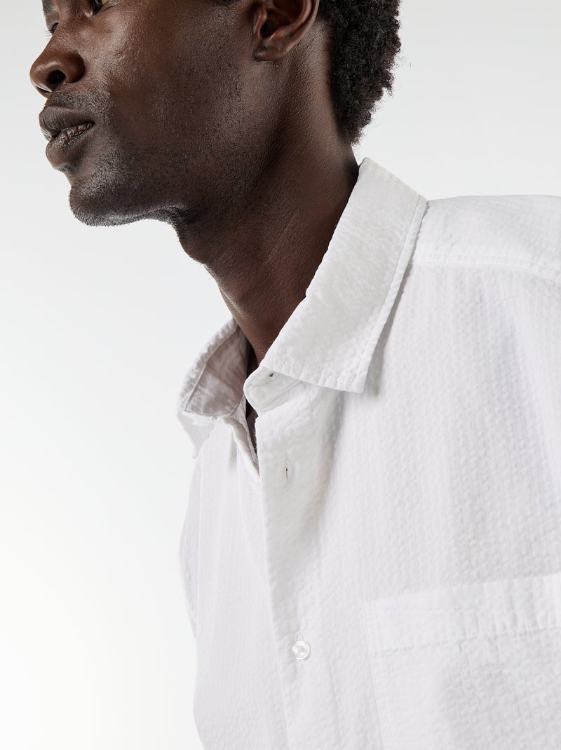 Short-sleeved seersucker shirt White - Kiabi