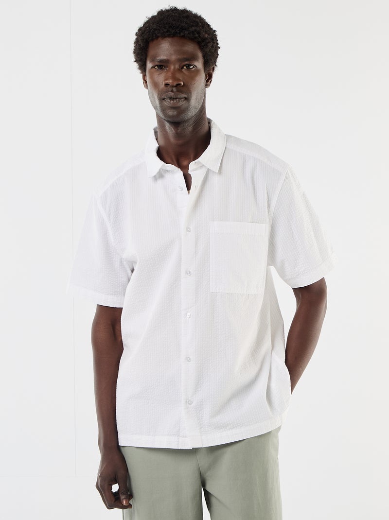 Short-sleeved seersucker shirt White - Kiabi