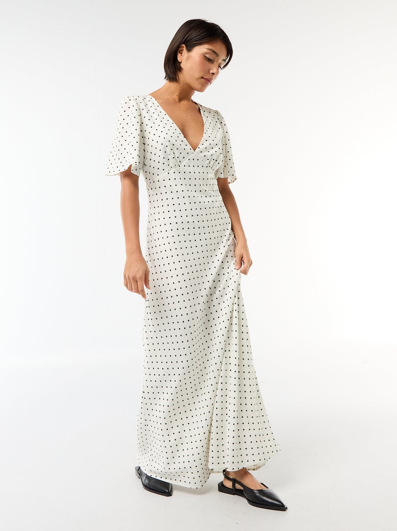 Short-Sleeved Solid Midi Dress White - Kiabi