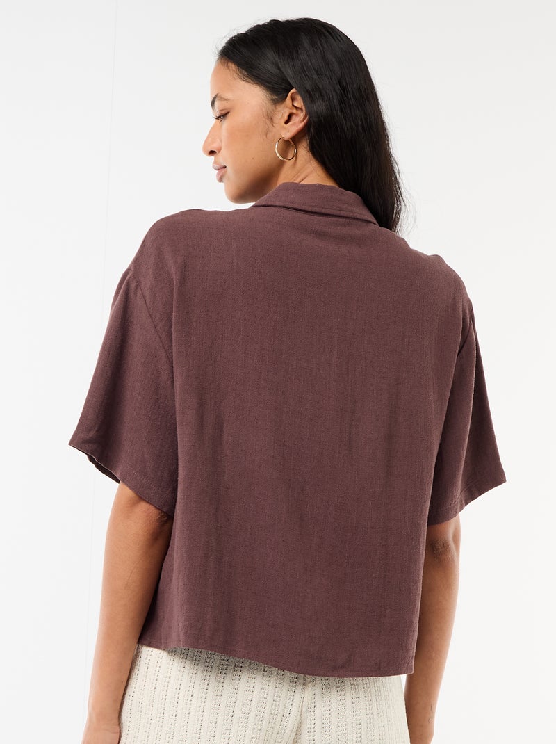 Short-Sleeved Solid Shirt Brown - Kiabi
