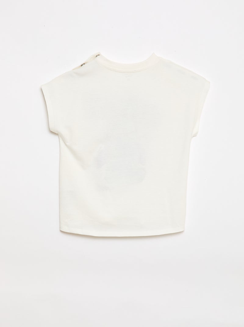 Short-sleeved 'Stitch' T-shirt - Easy-dressing Collection White - Kiabi