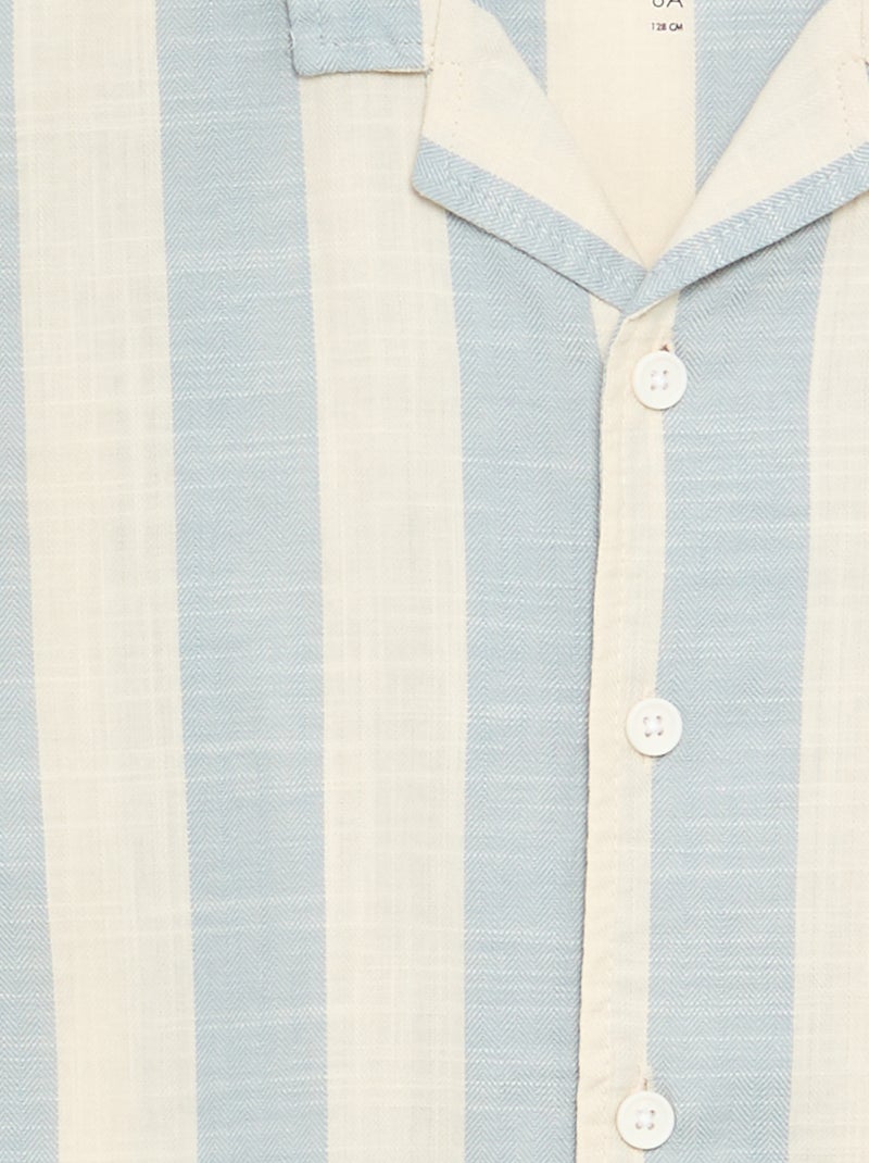 Short-Sleeved Striped Shirt Blue - Kiabi