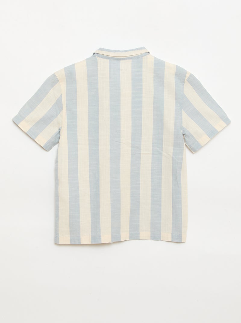 Short-Sleeved Striped Shirt Blue - Kiabi