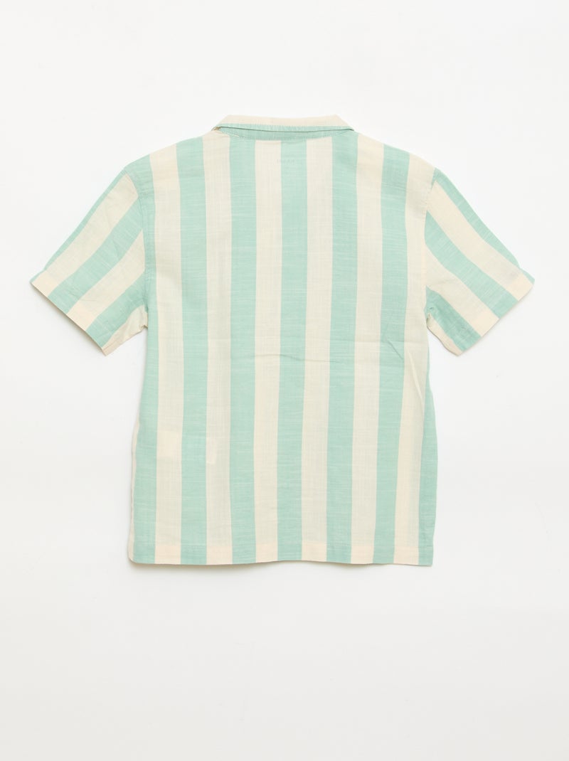 Short-Sleeved Striped Shirt Green - Kiabi