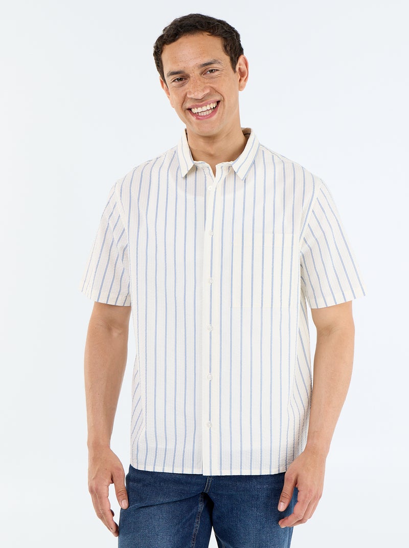 Short-sleeved striped shirt White - Kiabi