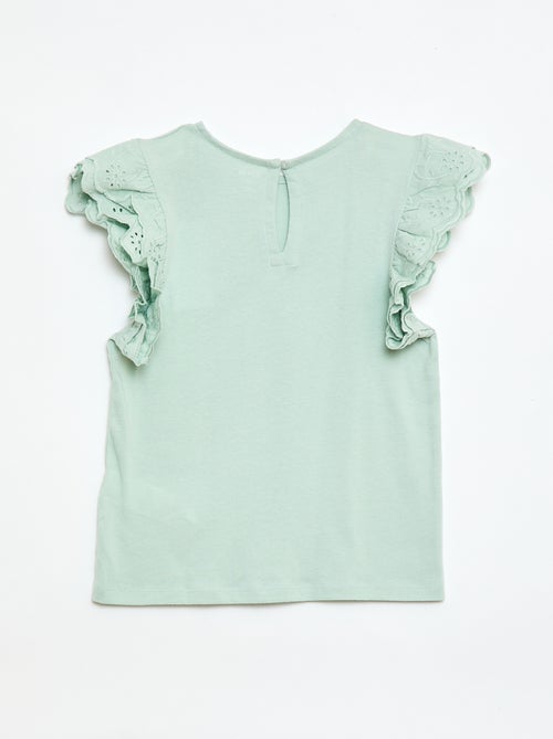 Short-sleeved T-shirt with Broderie Anglaise - Kiabi