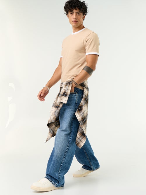 Short-Sleeved T-shirt with Contrasting Trim - Kiabi