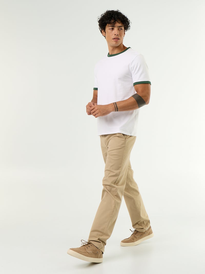 Short-Sleeved T-shirt with Contrasting Trim Green - Kiabi
