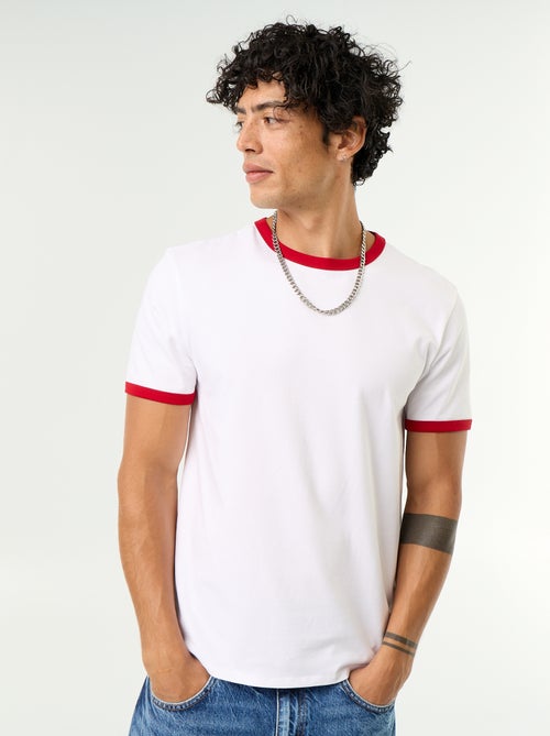 Short-Sleeved T-shirt with Contrasting Trim - Kiabi
