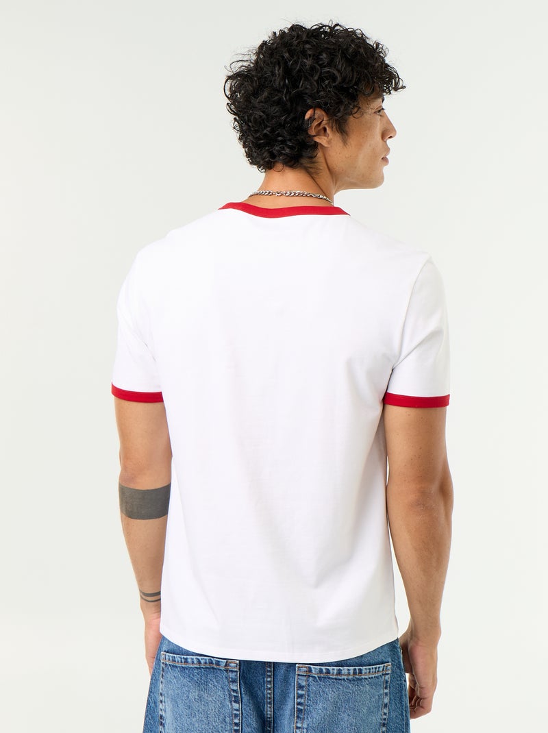 Short-Sleeved T-shirt with Contrasting Trim Red - Kiabi