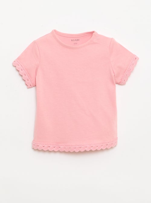 Short-sleeved T-shirt with crochet details - Kiabi